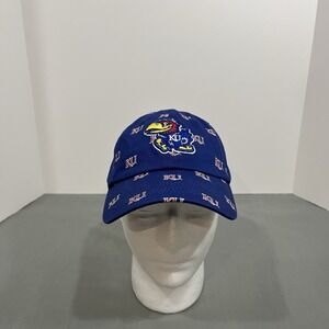 Kansas Jayhawks Hat Cap Blue Adjustable Strap Baseball Embroidered KU Logo